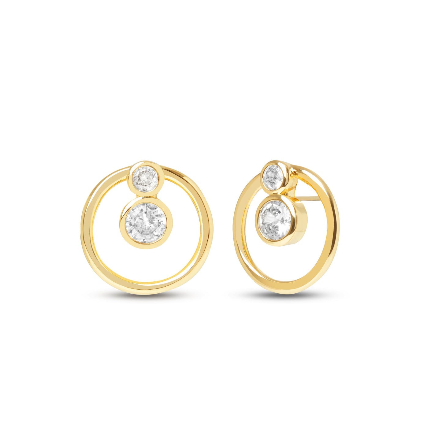 Classic Circle Bezel Stone Earrings