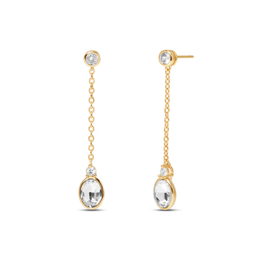 Classic Oval Bezel Stone Drop Earrings