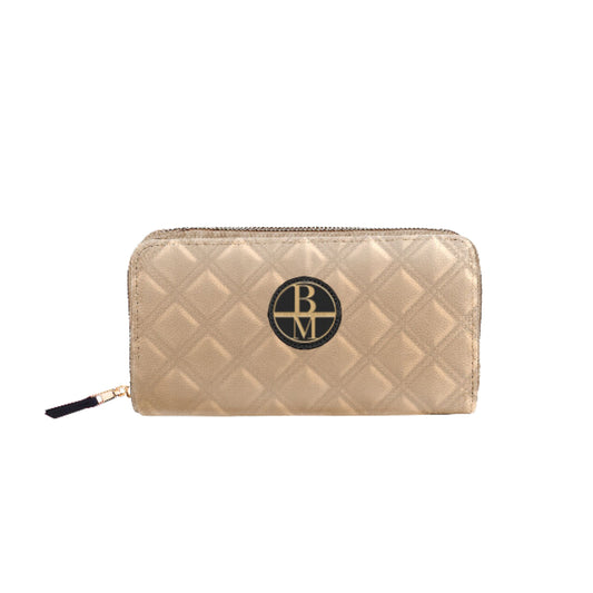 Nylon Double Diamond Quilted Single Zip Wallet