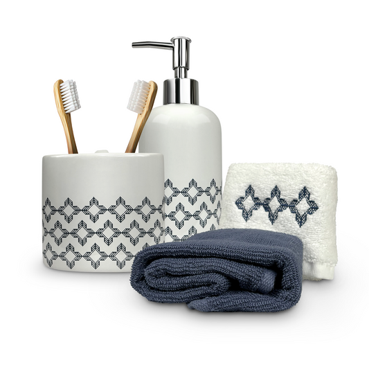 4pc Bathroom Accessory Box Set - Blue