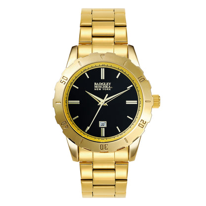 Men's Round Watch with Stainless-Steel Wrapped Band