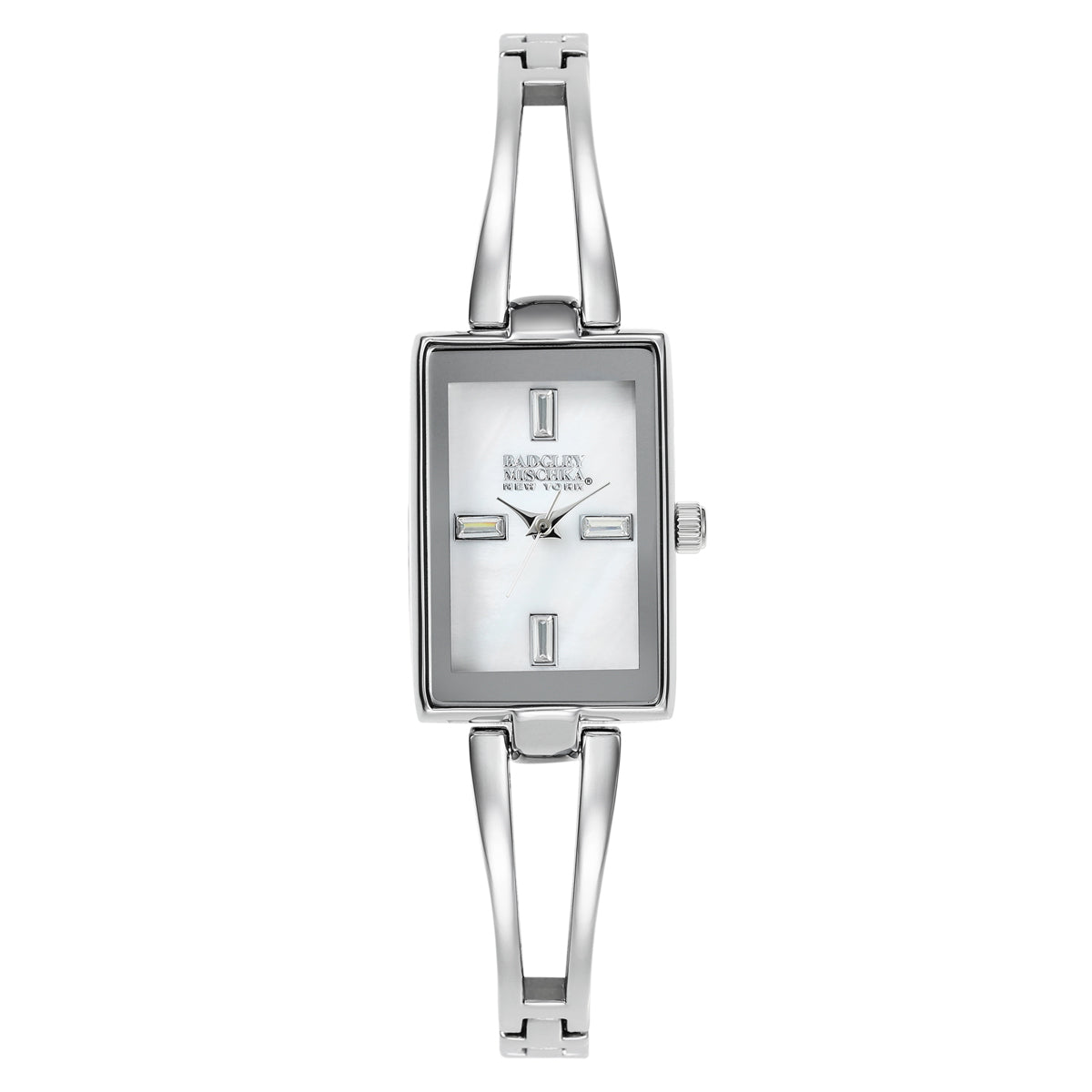 Silver Rectangle Women Watches with Mother-of-Pearl Dial