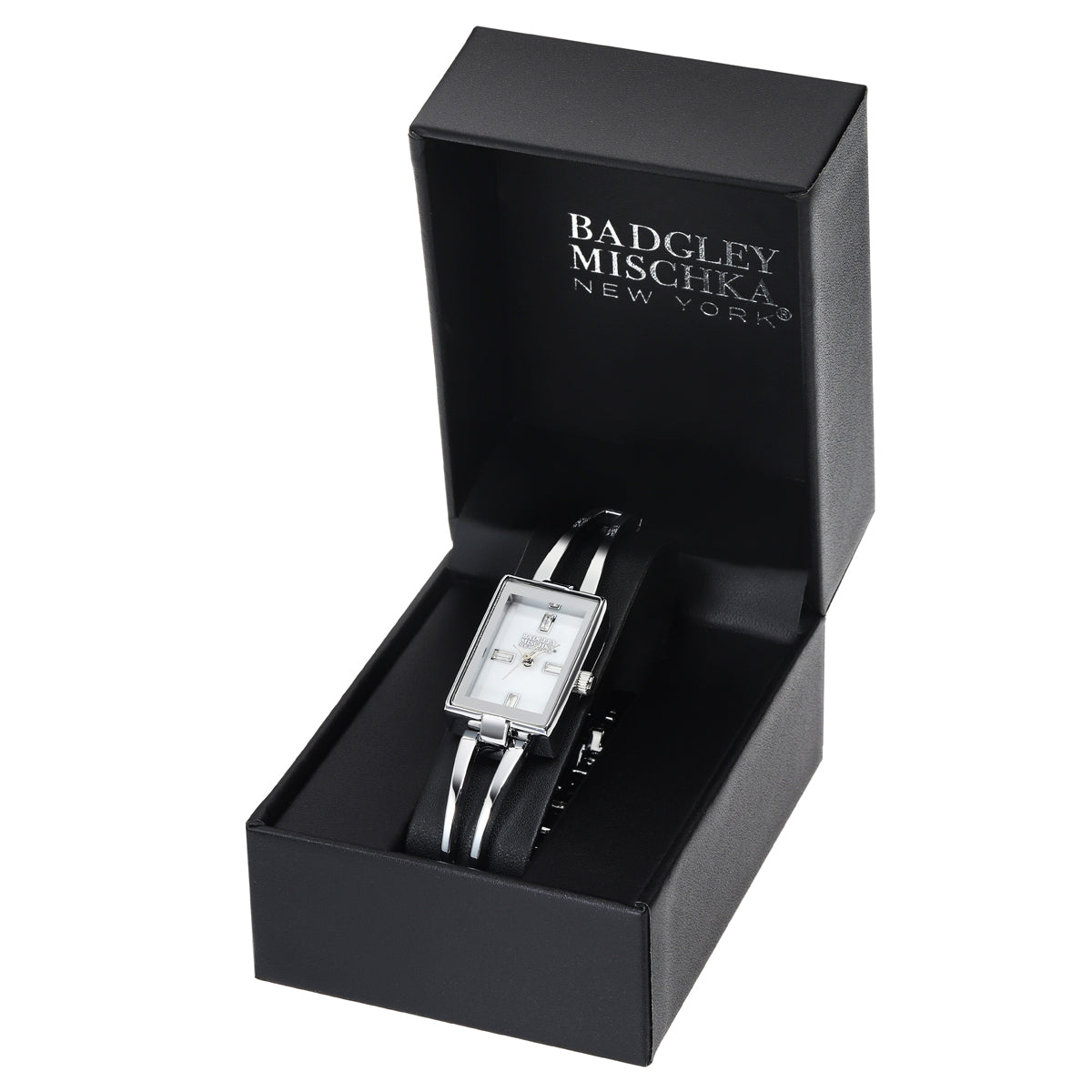 Silver Rectangle Women Watches with Mother-of-Pearl Dial