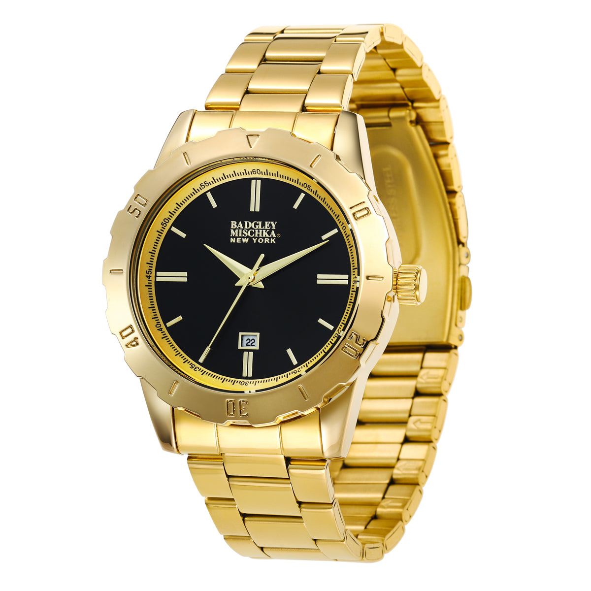 Men's Round Watch with Stainless-Steel Wrapped Band