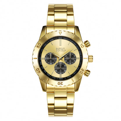 Men's Round Chronological Watch with Stainless-Steel Wrapped Band