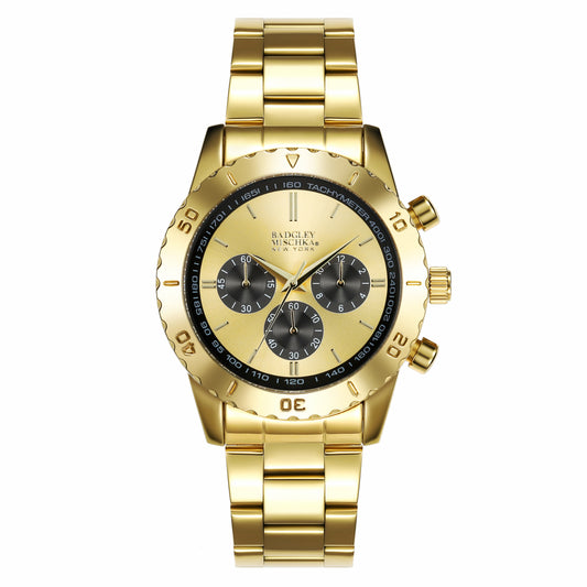 Men's Round Chronological Watch with Stainless-Steel Wrapped Band