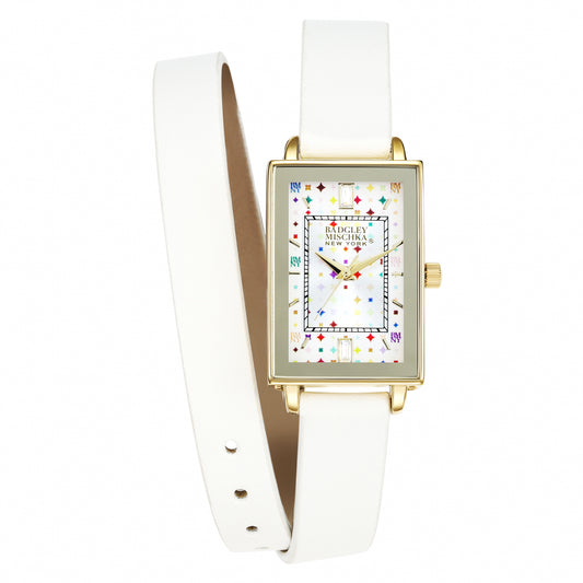 Amelia Printed Dial Double Strap Rectangle Watch