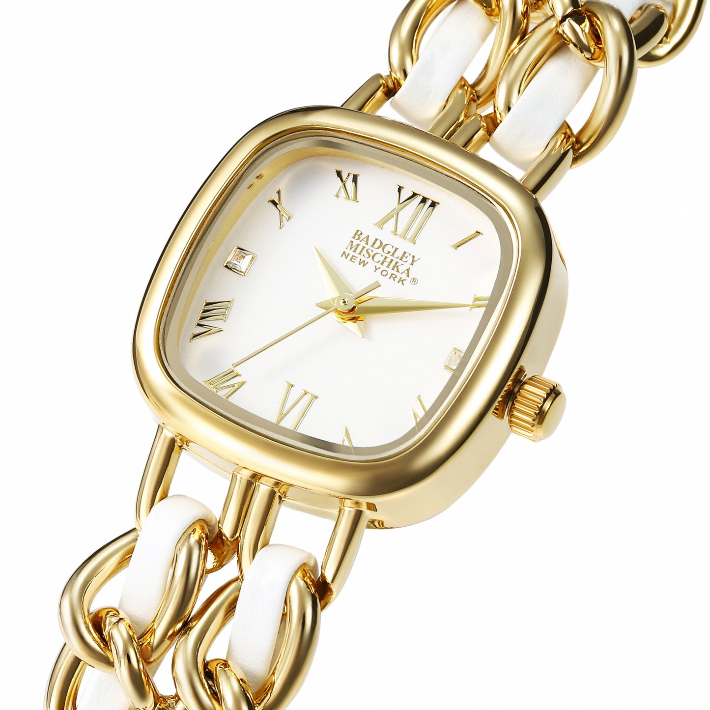 Tara Luxe Chain Watch - White