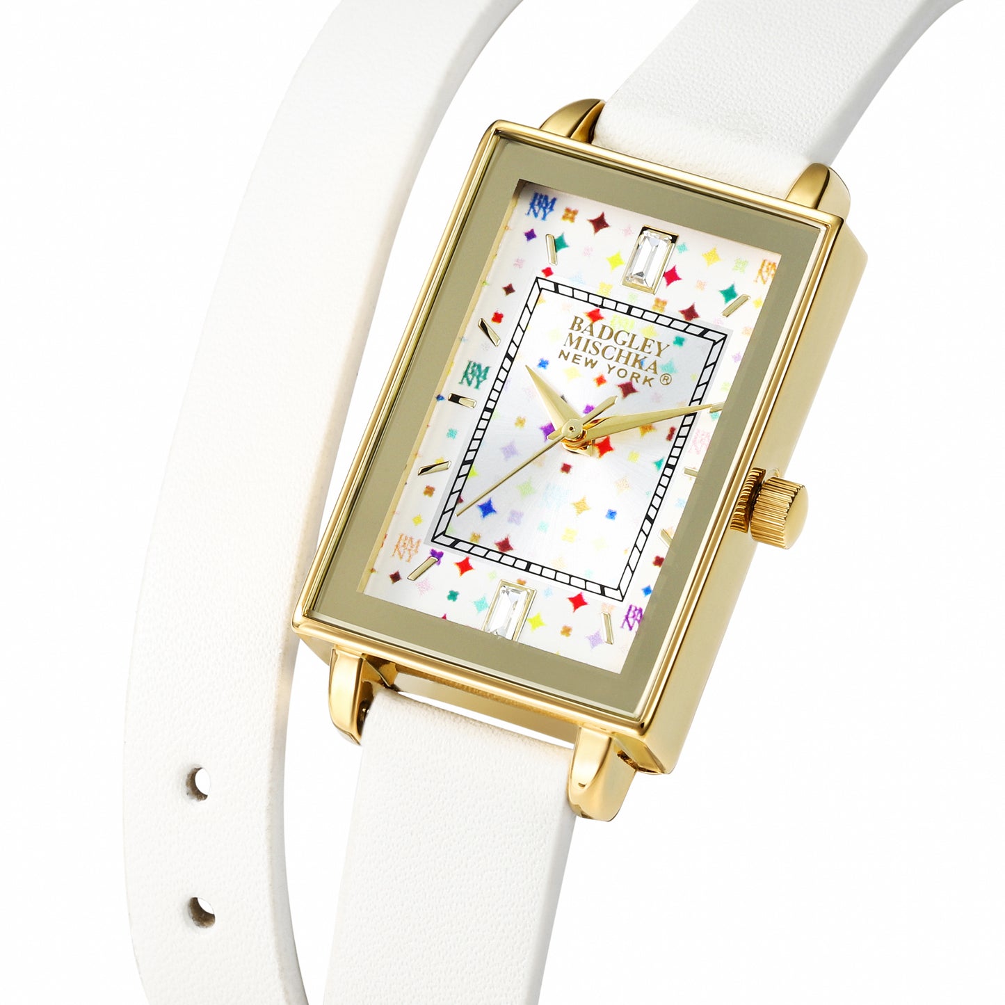 Amelia Printed Dial Double Strap Rectangle Watch