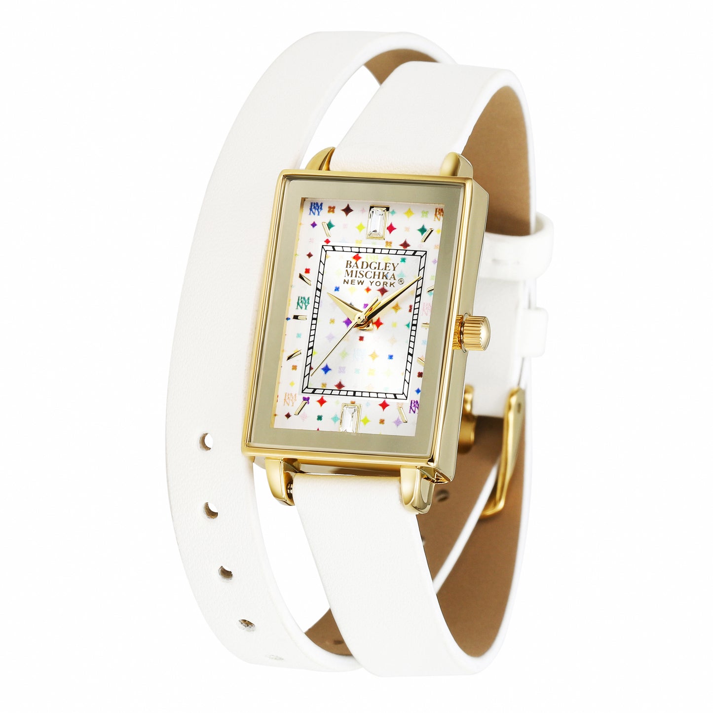 Amelia Printed Dial Double Strap Rectangle Watch