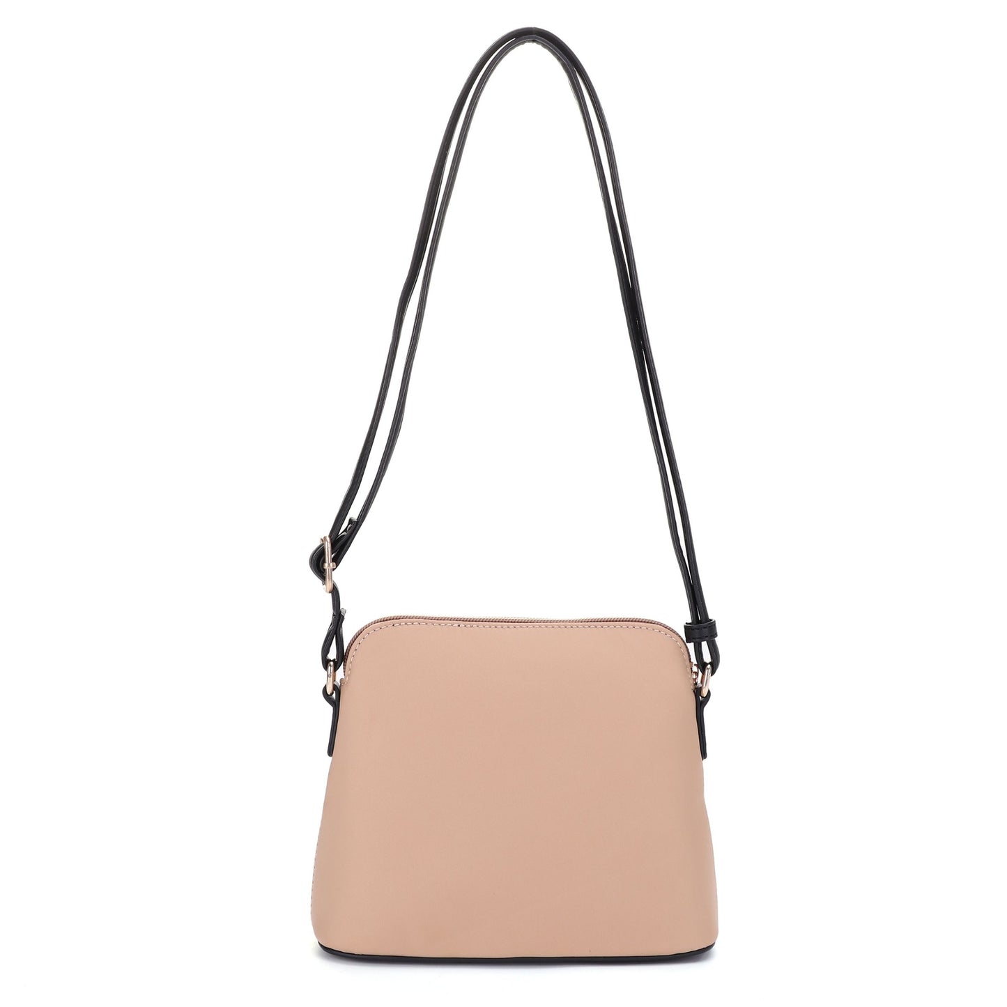 Solid Nylon Crossbody Front Zip with Vegan Leather Trim