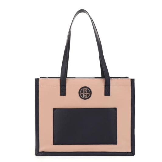 Solid Nylon Tote with Vegan Leather Trim