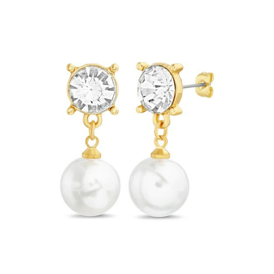 Pearl CZ Drop Earrings