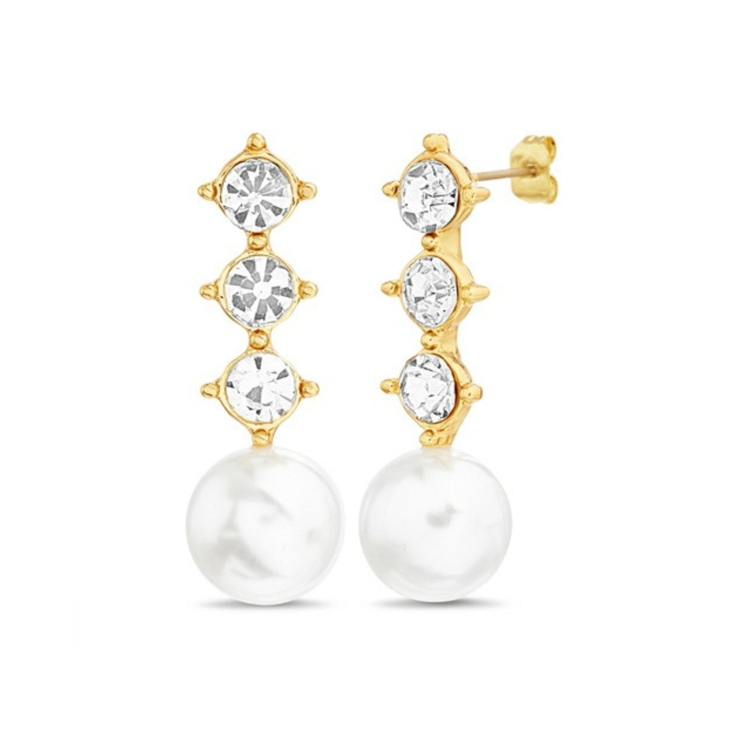 Pearl Multi CZ Dangle Earrings