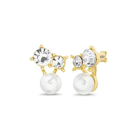 Pearl and CZ Stud Earrings