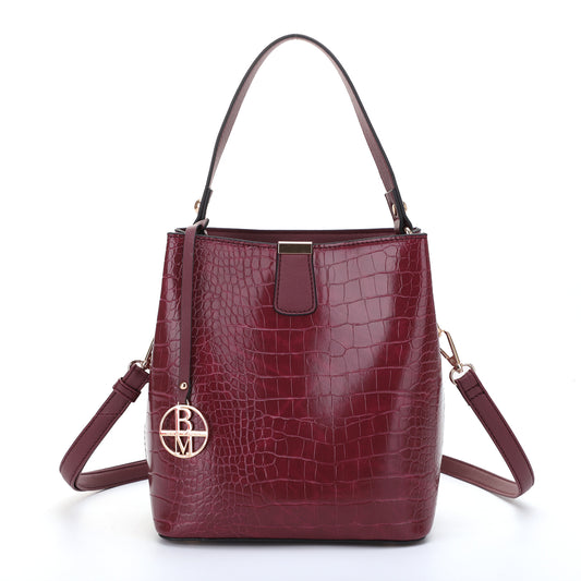 Croc Bucket Bag with Removable Shoulder Strap