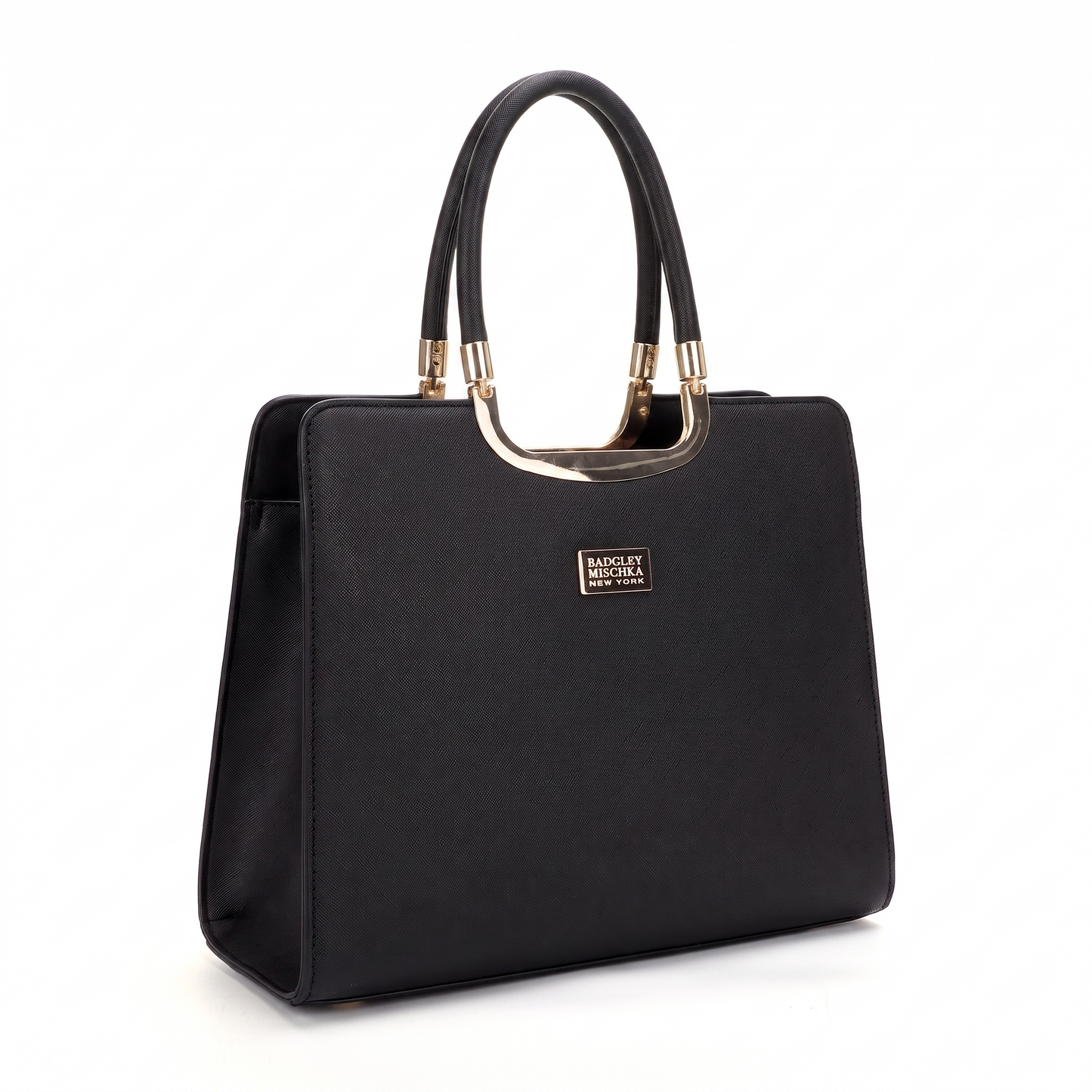 Louise Saffiano Large Satchel - Black, side