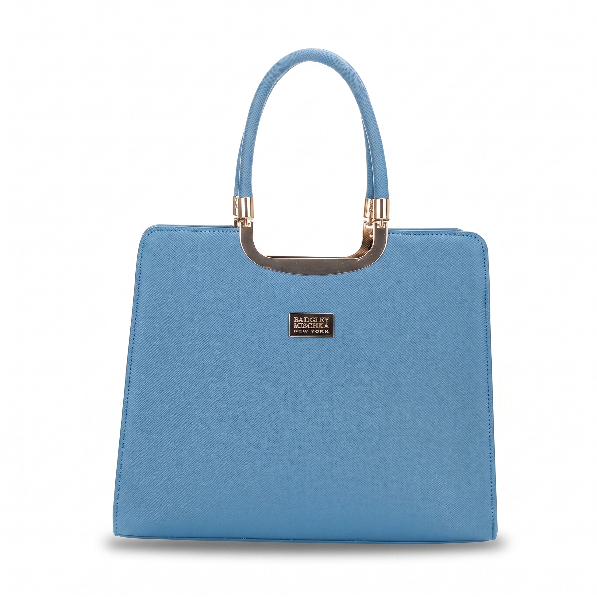 Louise Saffiano Large Satchel - Blue, front