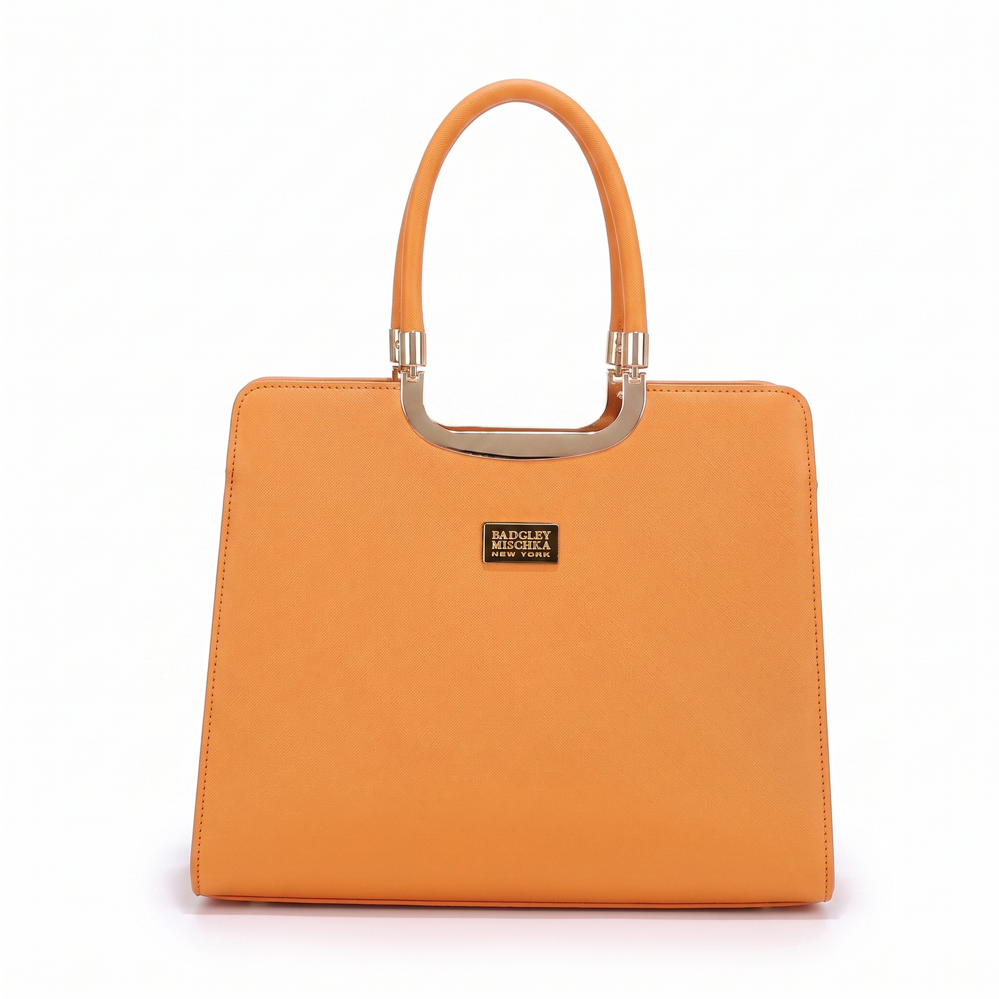 Louise Saffiano Large Satchel - Orange, front