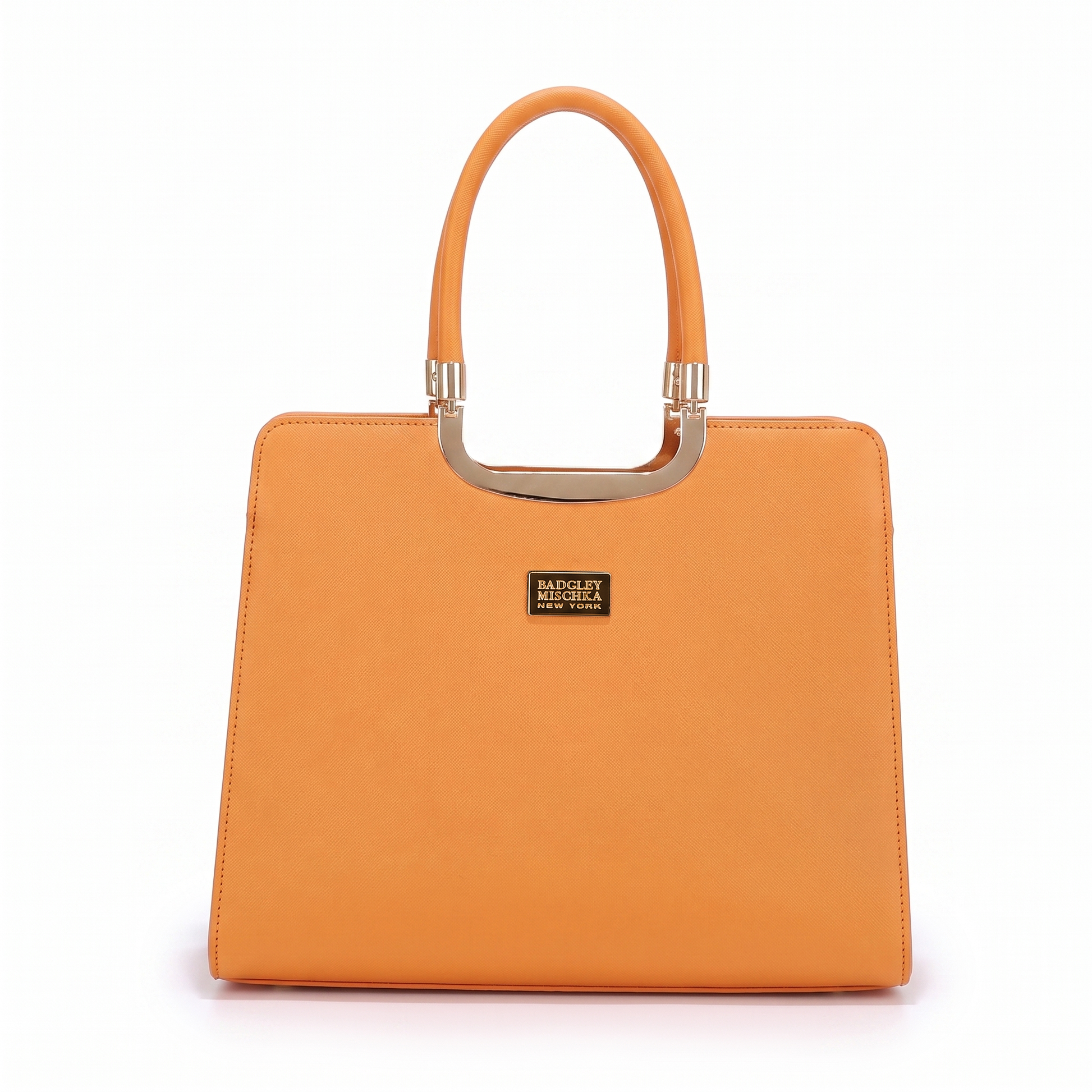 Louise Saffiano Large Satchel - Orange, front