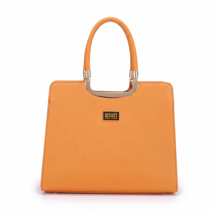 Louise Saffiano Large Satchel - Orange, front