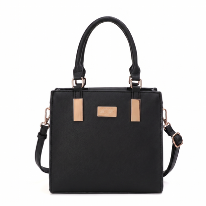 Louise Saffiano Lady Bag - Black, front