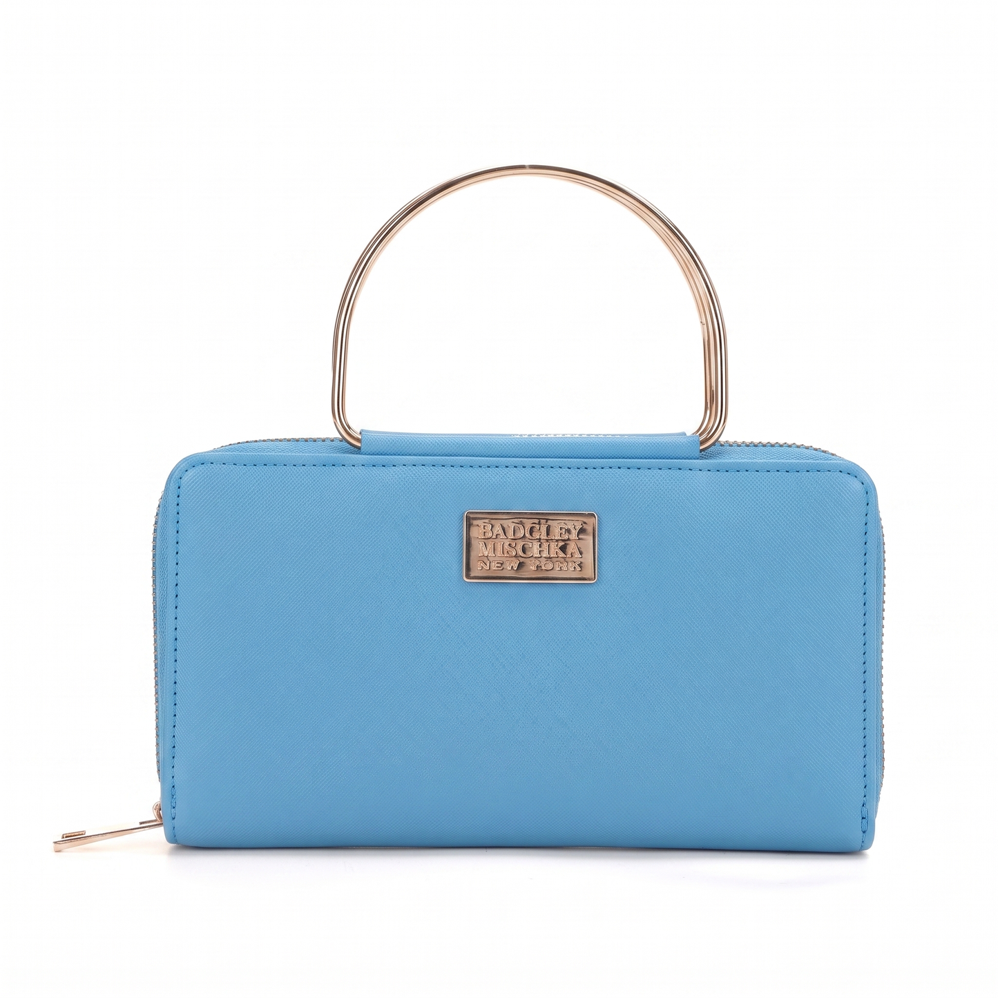 Louise Saffiano Wallet with Metal Handle - Blue