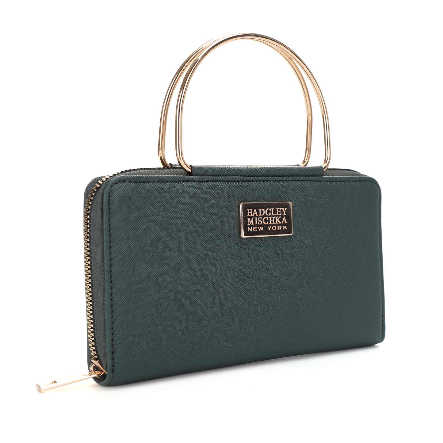 Louise Saffiano Wallet With Metal Handle - Green, side