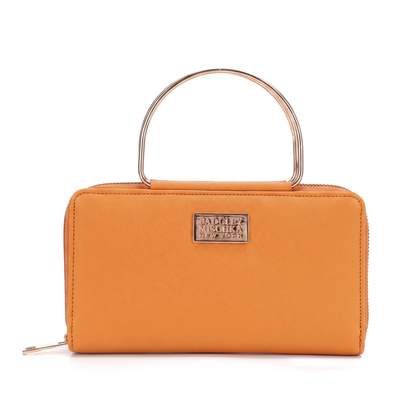 Louise Saffiano Wallet with Metal Handle - Orange