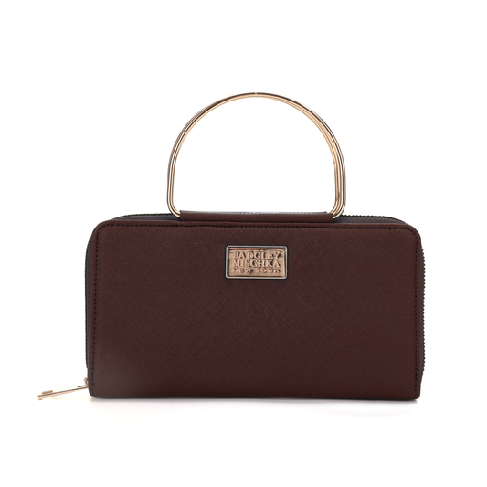 The Louise Saffiano Wallet With Metal Handle