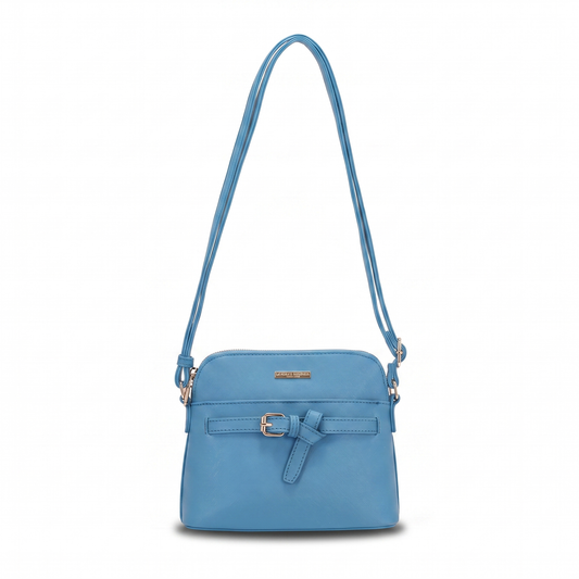 Louise Saffiano Belted Dome Crossbody - Blue