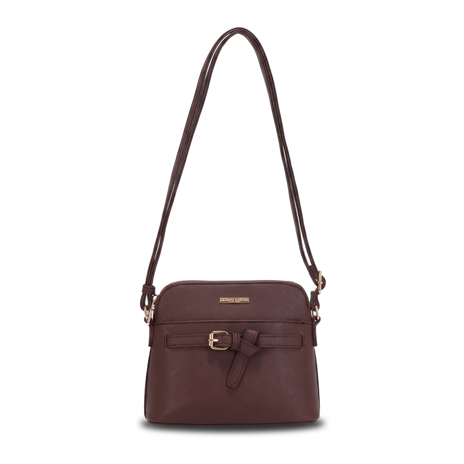 Belted Dome Crossbody Brown