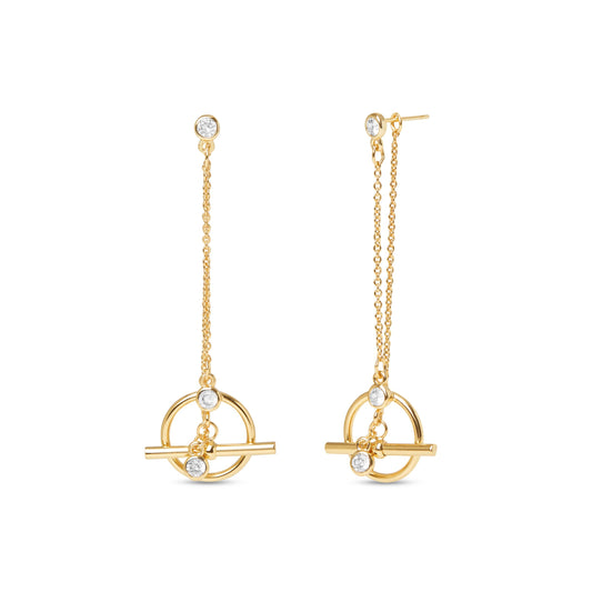 Toggle Crystal Chain Earrings