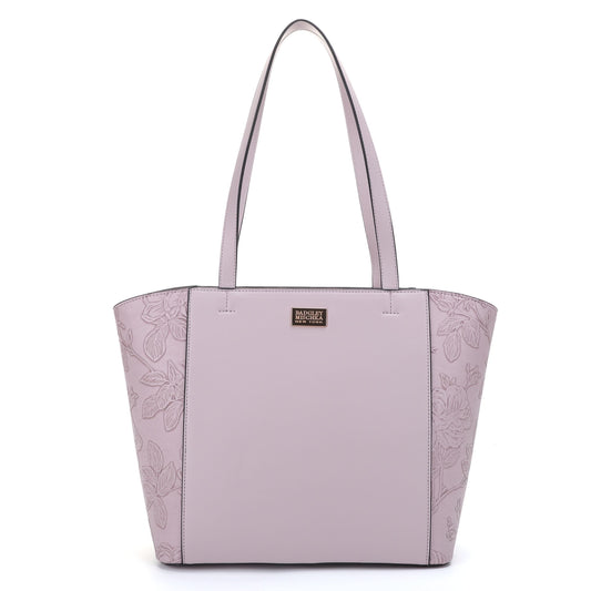 Floral Embossed Large Tote with Smooth Center