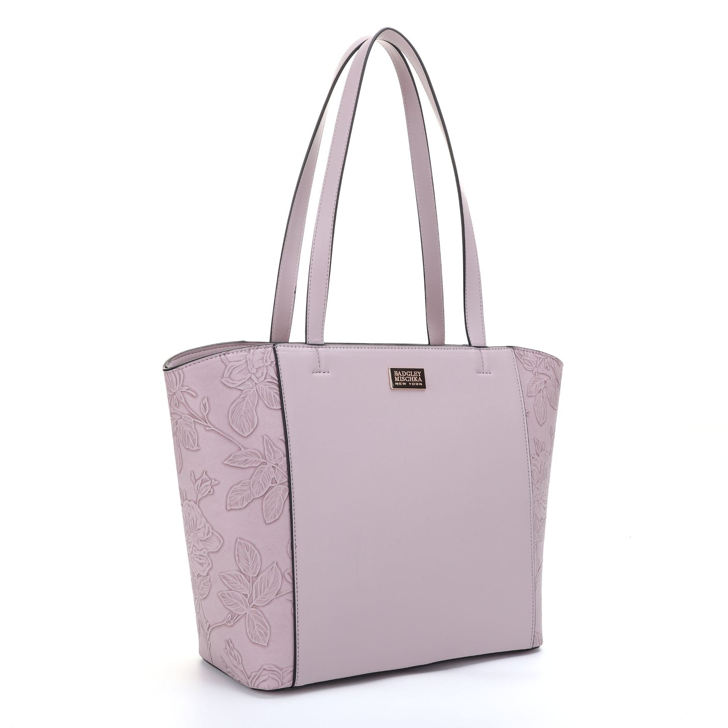 Floral Embossed Large Tote with Smooth Center