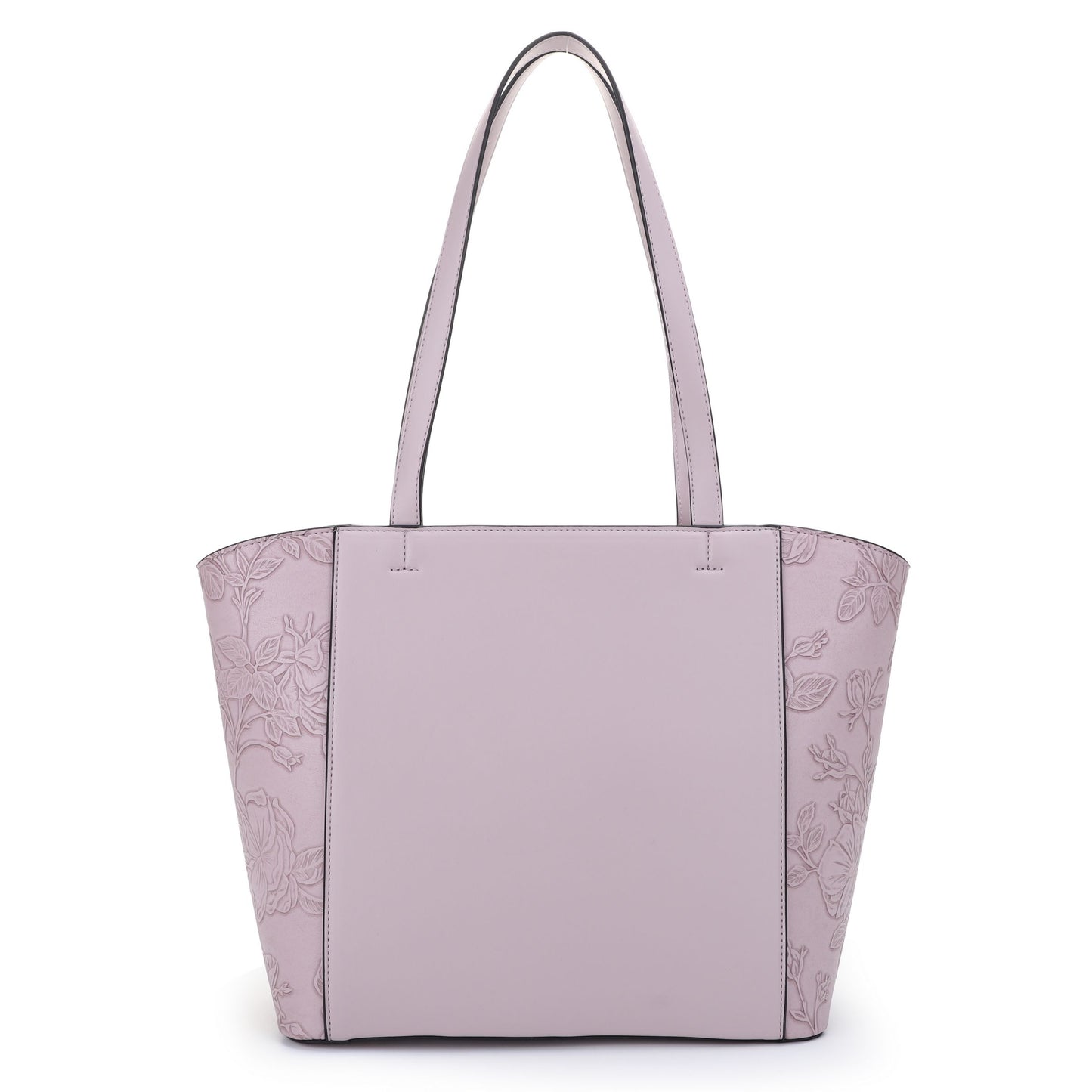 Floral Embossed Large Tote with Smooth Center