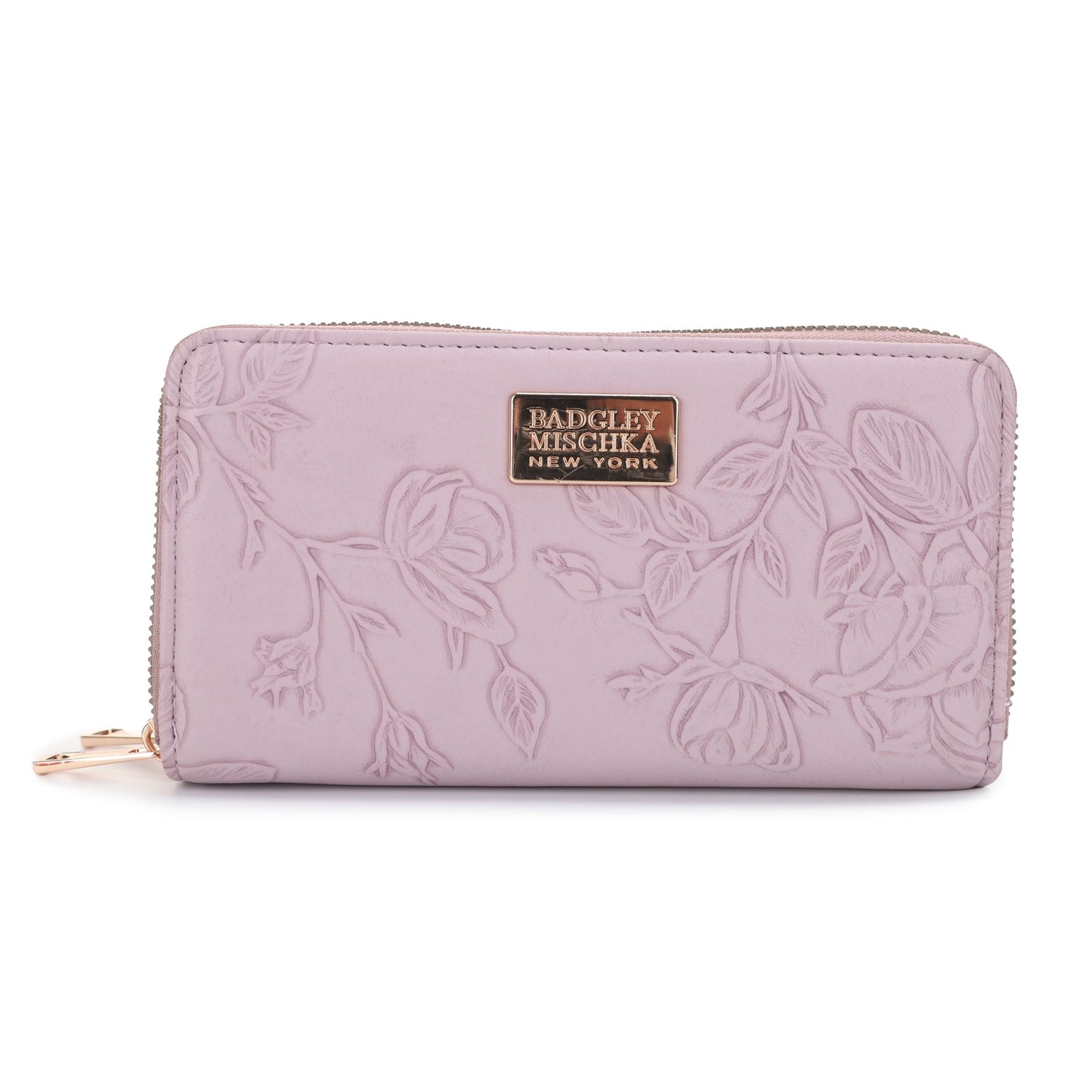 Floral Embossed Double Zip Wallet