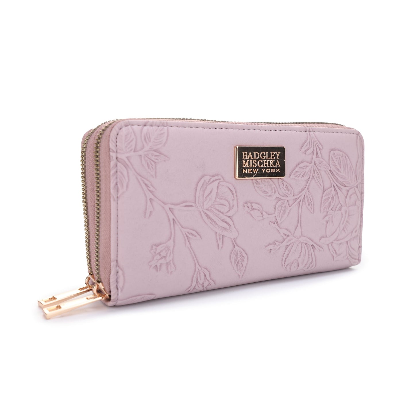 Floral Embossed Double Zip Wallet