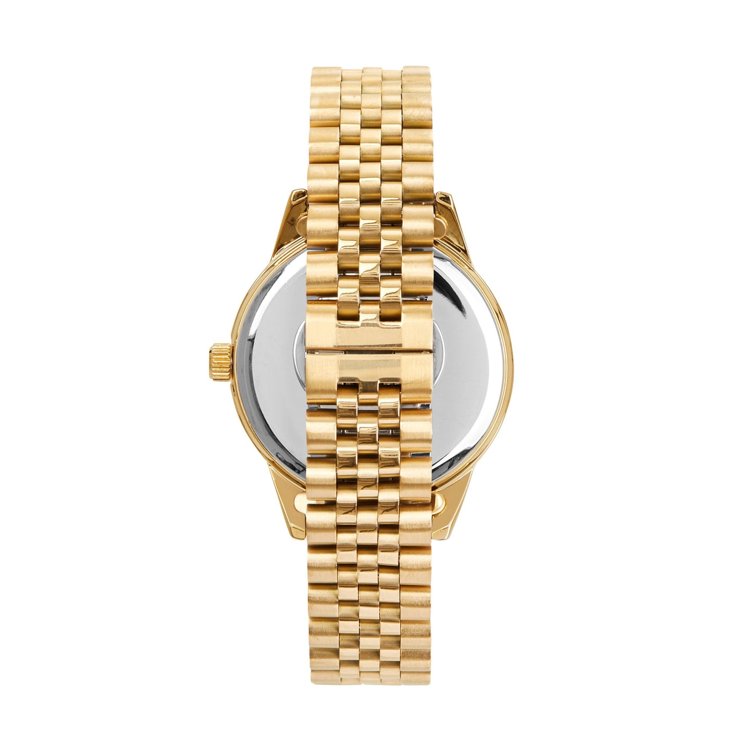 Women's Gold Round Watch with Pave Bezel, Gold Dial