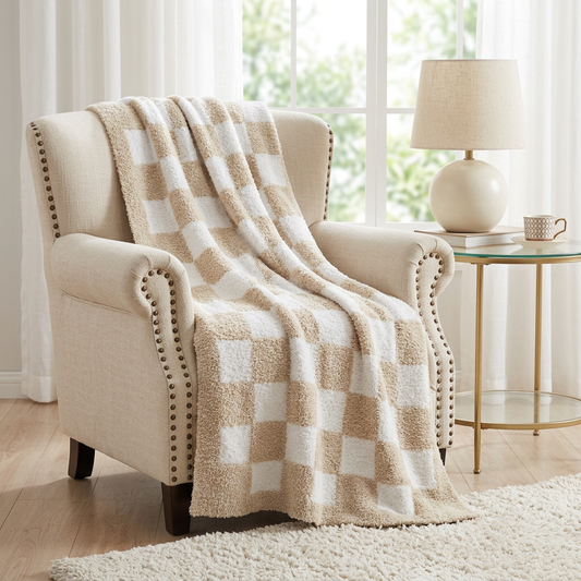 FEATHER KNIT JACQUARD THROW, 50”X60”