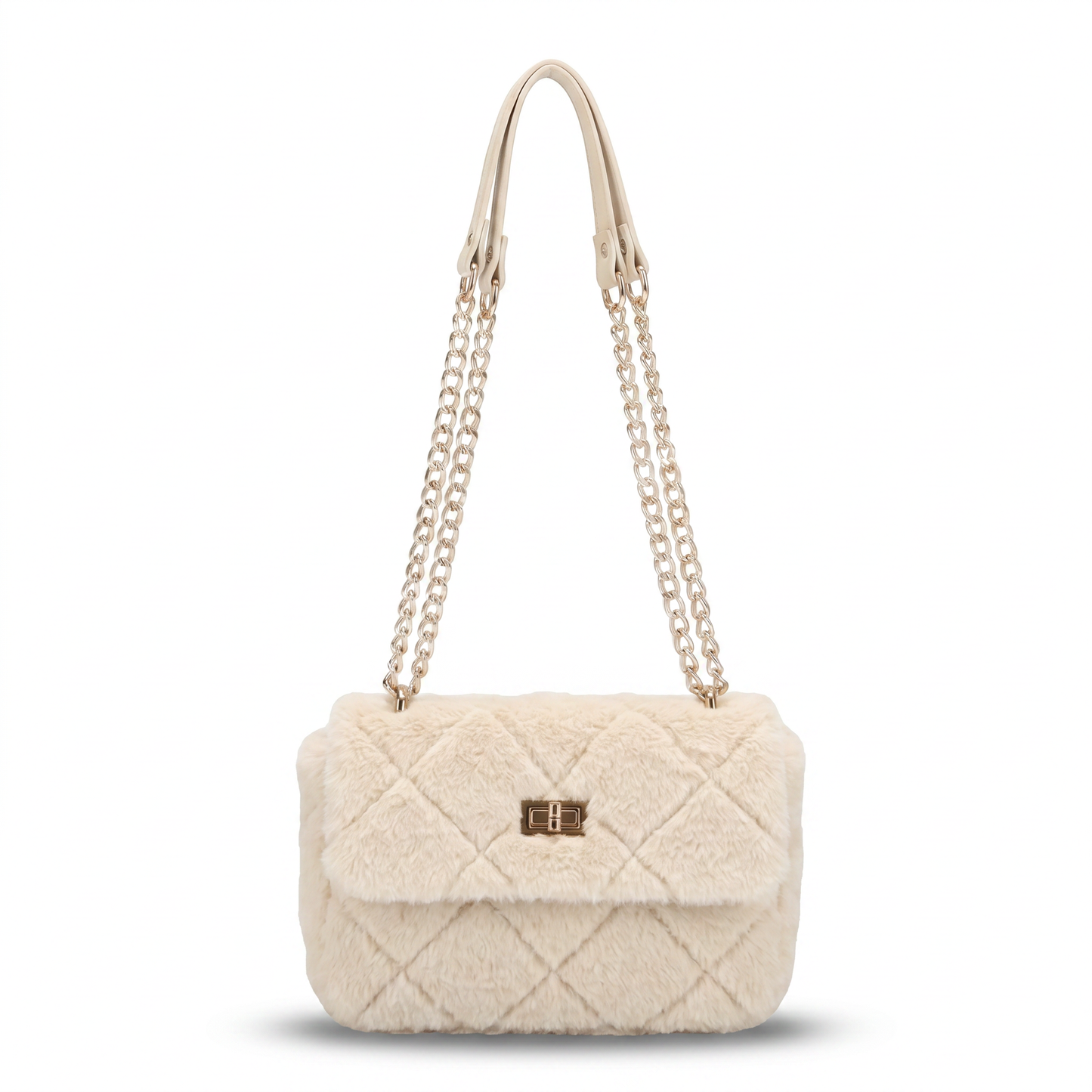 Estes Fur Quilted Shoulder Clutch