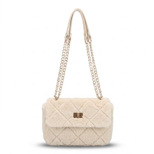 Estes Fur Quilted Shoulder Clutch