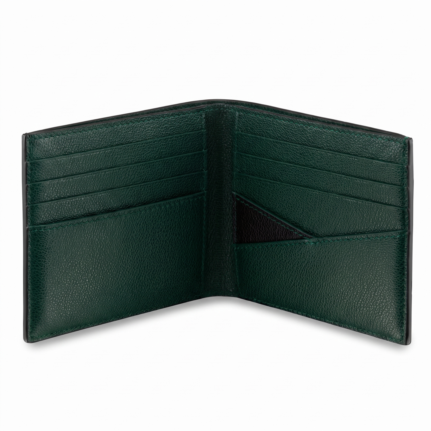 Men’s Saffiano Bi-Fold Wallet - Black/Green