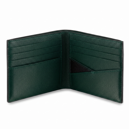 Men’s Saffiano Bi-Fold Wallet - Black/Green