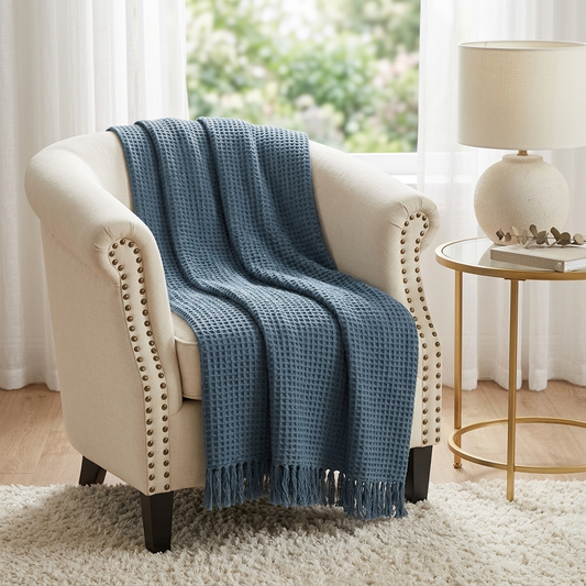 SOFT WAFFLE KNIT THROW, 50”X60”